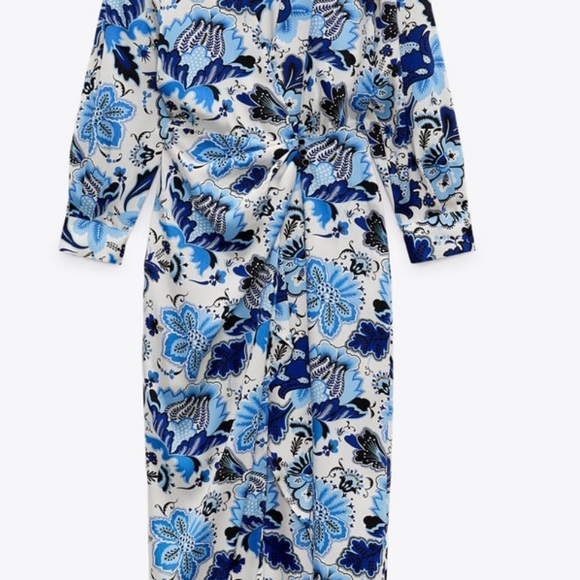 Sold!!NWT Zara MIDI dress V neck wrap front - Picture 6 of 9